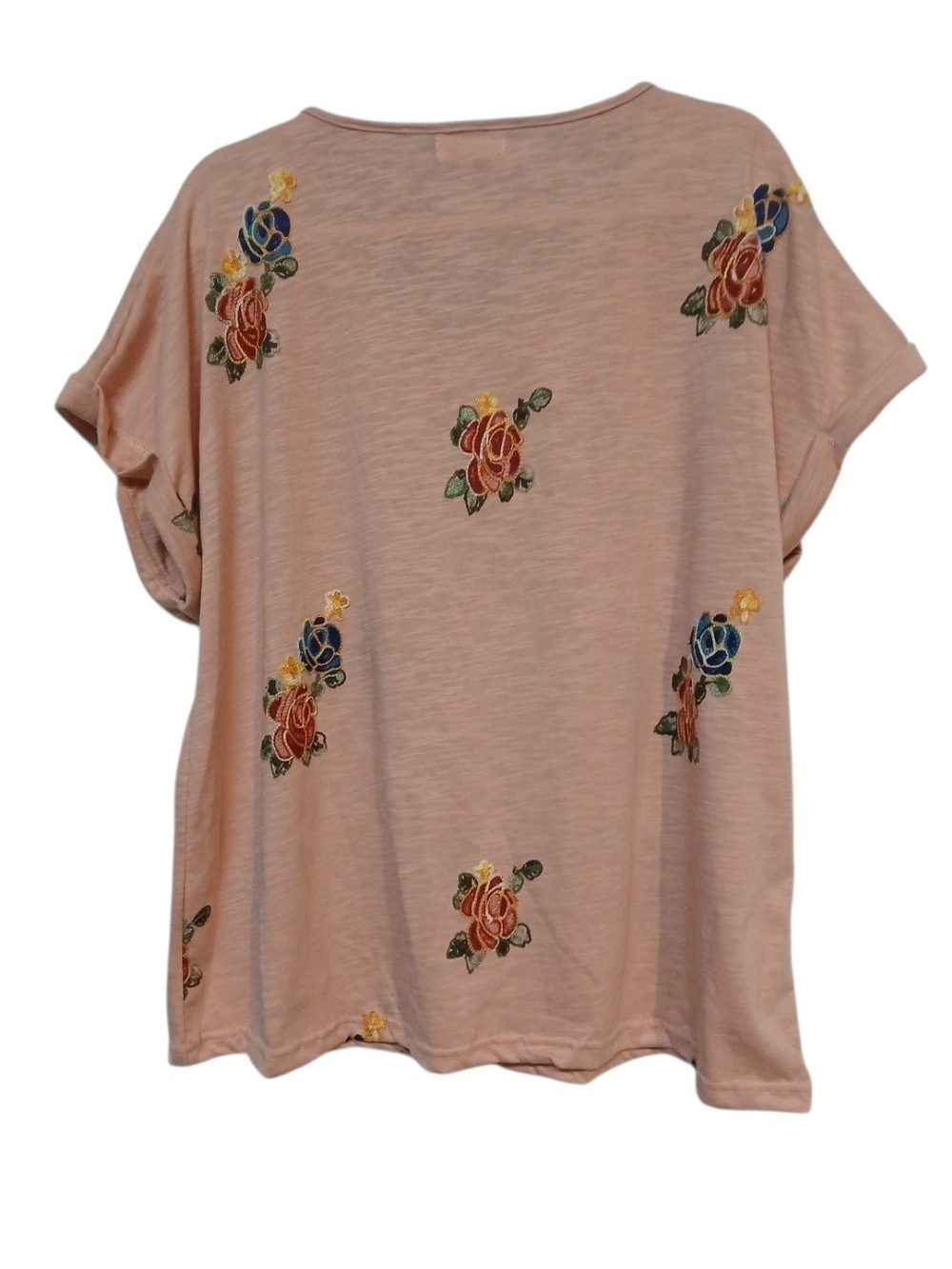 Kindred - NWT Apricot Embroidered Floral Ladies Blouse, Short Cuffed Sleeves, 2X - Picture 9 of 12